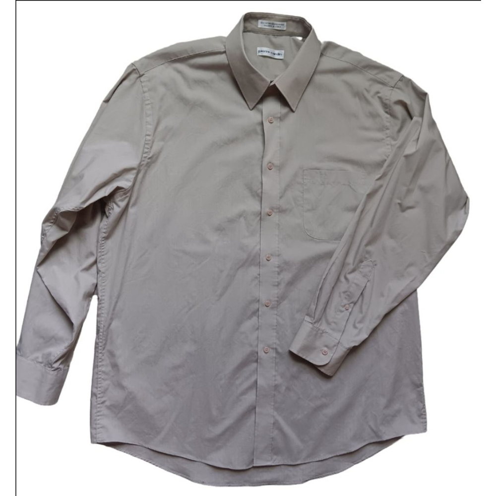 Men's Pierre Cardin Beige Button Down Shirt Size 17 34/35